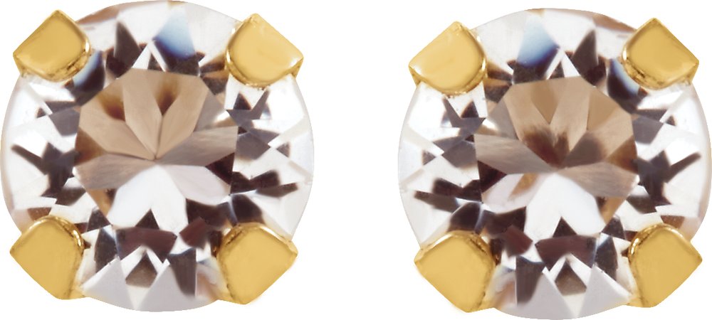 14K Yellow Gold Imitation Sapphire Inverness® Piercing Stud Earrings