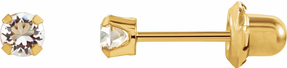 14K Yellow Gold Imitation Sapphire Inverness® Piercing Stud Earrings
