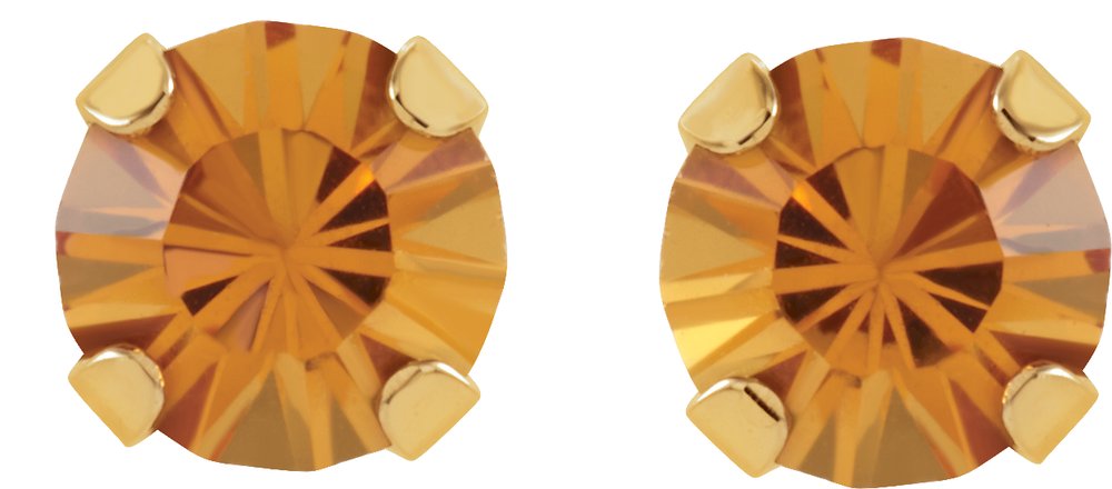 14K Yellow Gold Imitation Citrine Inverness® Piercing Stud Earrings
