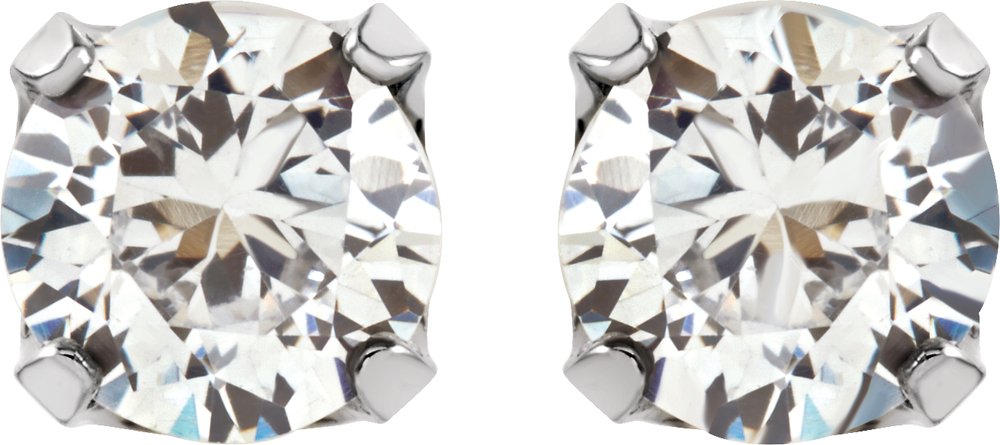 Stainless Steel 7 mm Imitation White Cubic Zirconia Inverness® Piercing Earrings