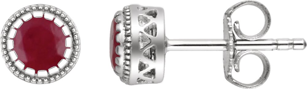 14K White Gold Natural Ruby Stud Earrings