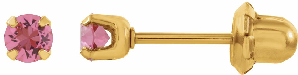 24K Gold-Plated Stainless Steel Imitation Pink Tourmaline Inverness® Piercing Earrings