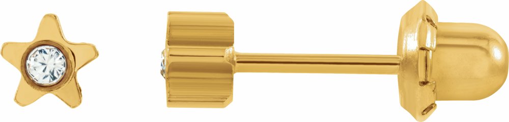 24K Gold-Washed Stainless Steel Imitation White Crystal Piercing Earrings