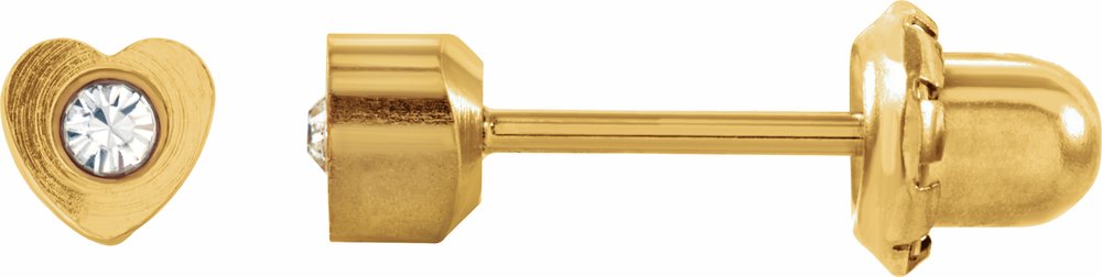 24K Gold-Washed Stainless Steel Imitation White Crystal Piercing Earrings