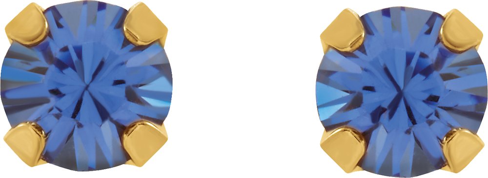 14K Yellow Imitation Blue Sapphire Inverness® Piercing Stud Earrings