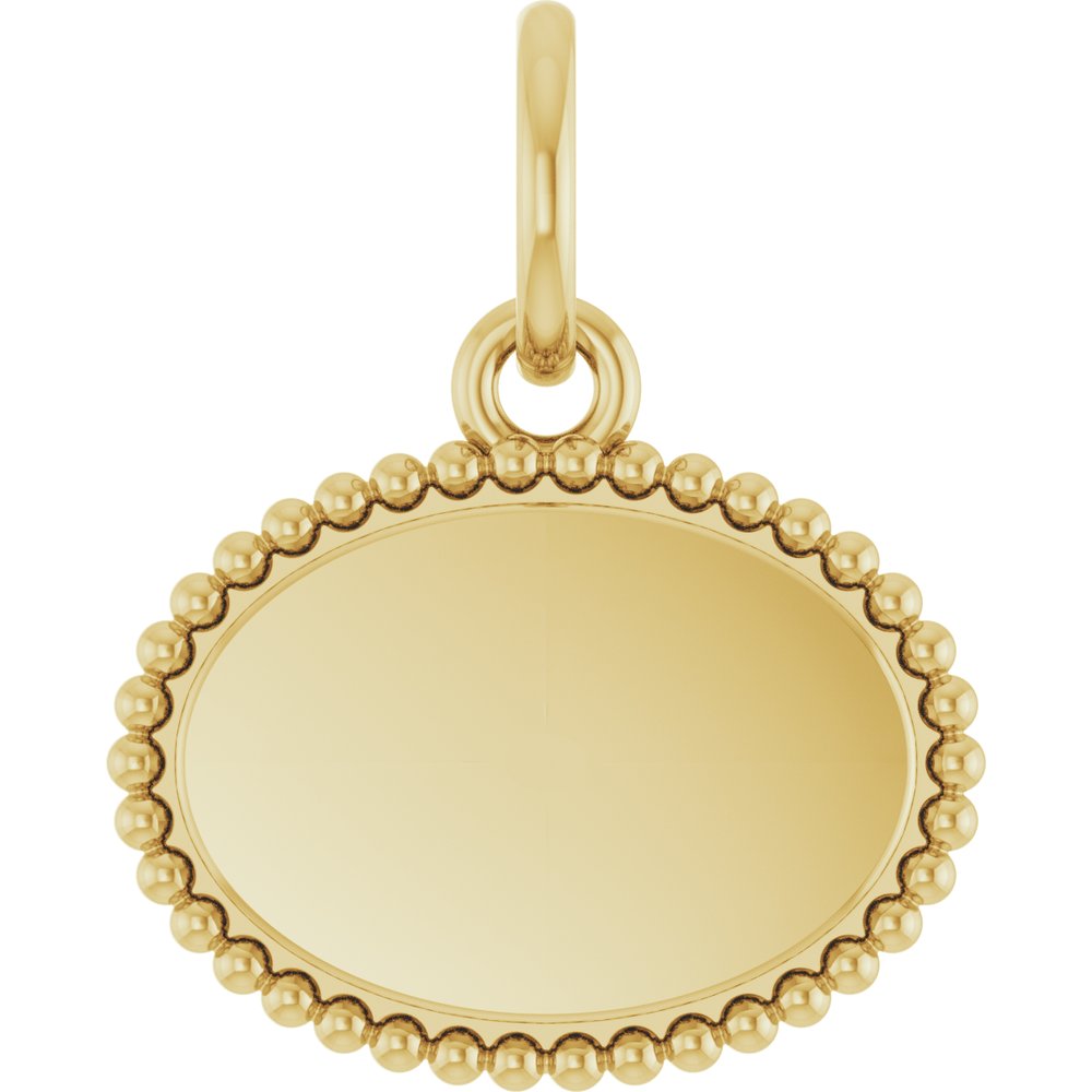 18K Yellow Gold-Plated Sterling Silver Engravable Beaded Pendant