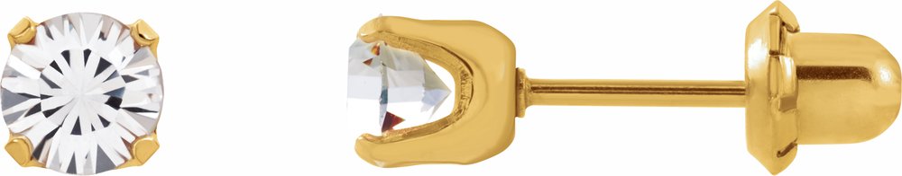 24K Gold-Washed Stainless Steel Imitation White Crystal Piercing Earrings