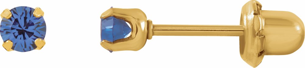 24K Gold-Plated Stainless Steel Imitation Blue Sapphire Inverness® Piercing Earrings