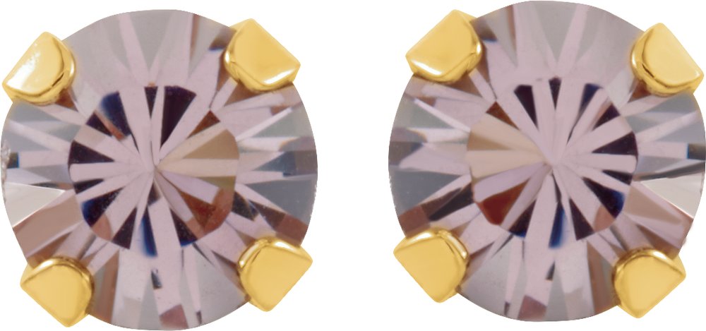 14K Yellow Imitation Alexandrite Inverness® Piercing Stud Earrings