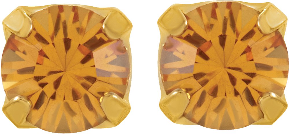 24K Gold-Plated Stainless Steel Imitation Citrine Inverness® Piercing Stud Earrings