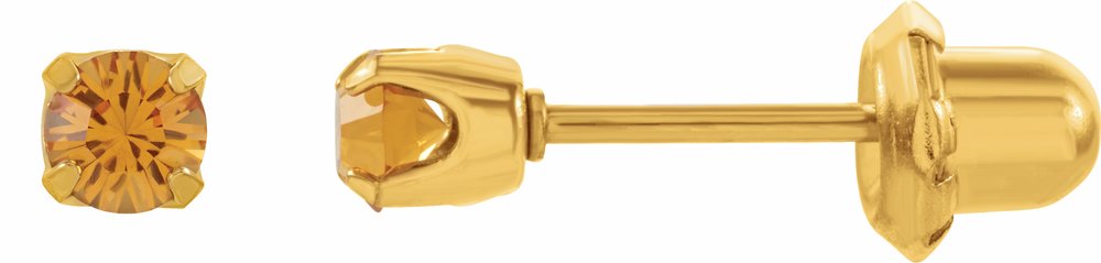 24K Gold-Plated Stainless Steel Imitation Citrine Inverness® Piercing Stud Earrings