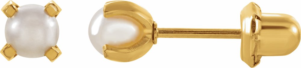 24K Gold-Plated Stainless Steel Imitation White Pearl Inverness® Piercing Earrings