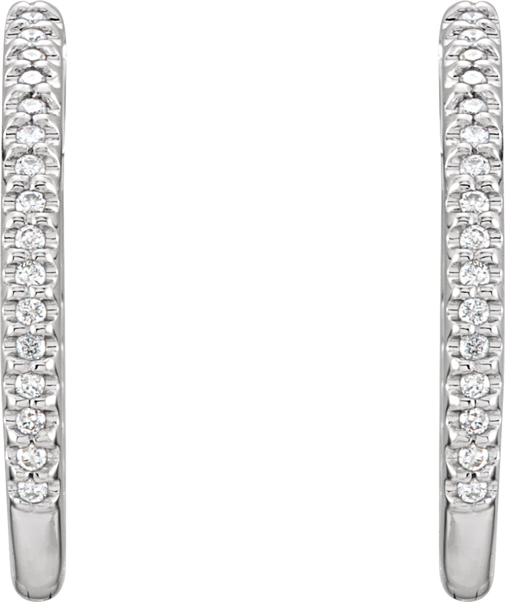 14K White 1/4 CTW Natural Diamond Inside-Outside 20.8 mm Hoop Earrings