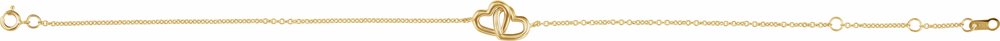 14K Yellow Gold Interlocking Hearts Link 6 1/2-7 1/2" Bracelet