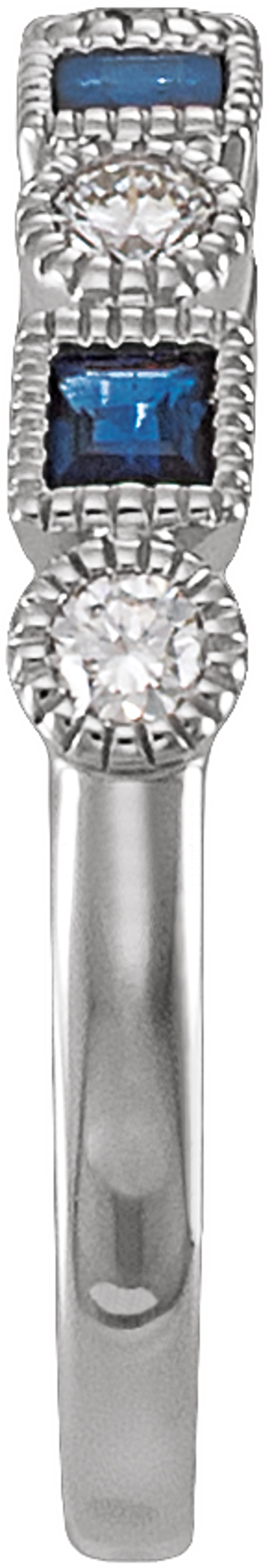 14K White Gold 1/5 CTW Natural Diamond & Natural Blue Sapphire Anniversary Band