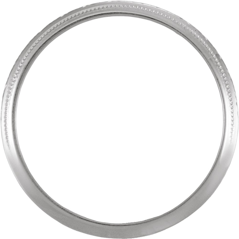 14K White Gold 2 mm Milgrain Geometric Band Size 5