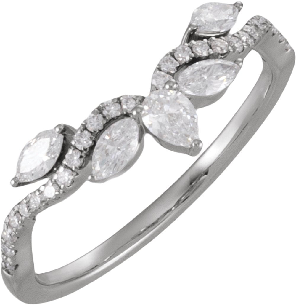 14K White Gold 1/2 CTW Lab-Grown Diamond Contour Band