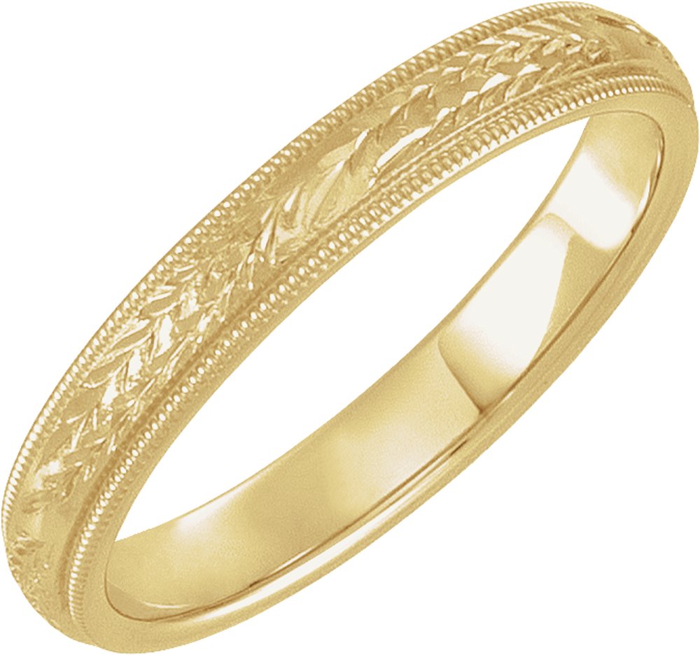 14K Yellow Gold 5 mm Hand-Engraved Band Size 10
