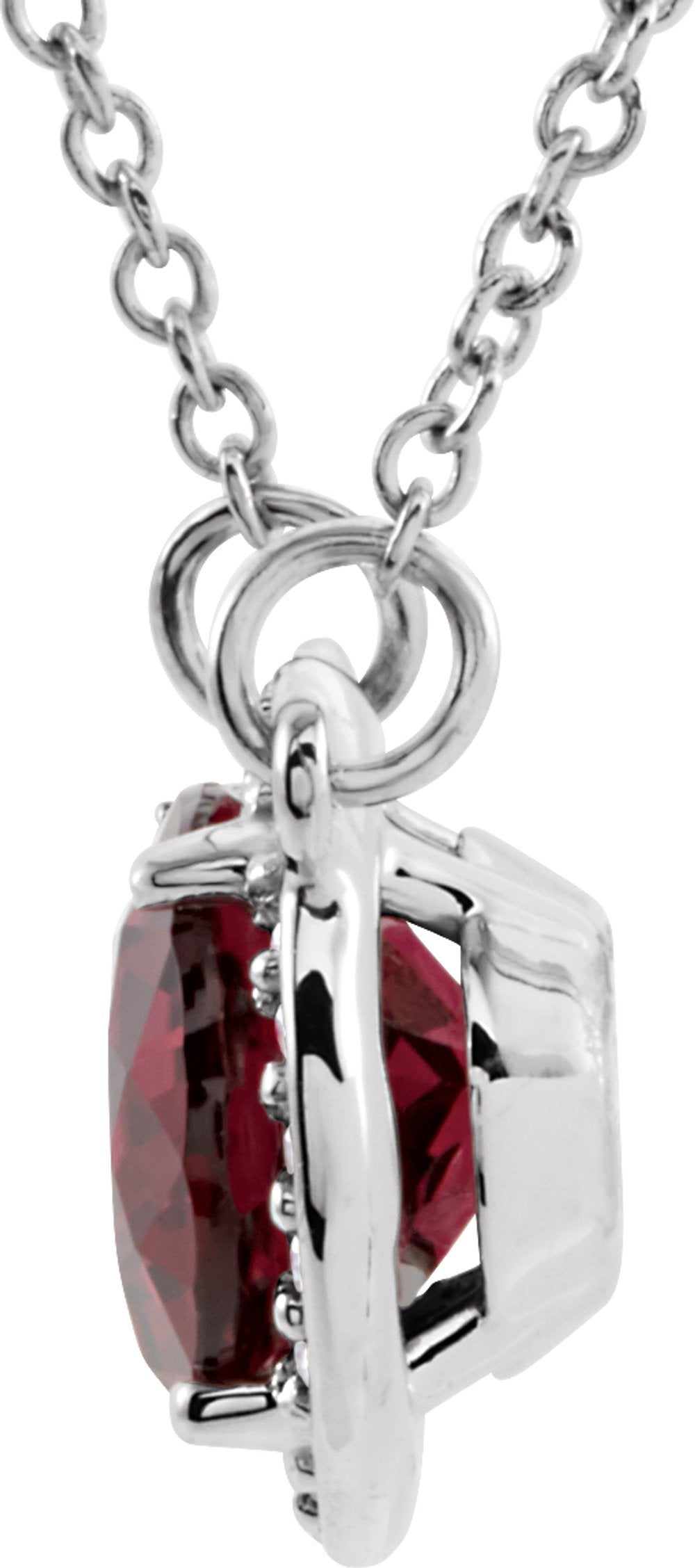 14K White Gold Natural Rhodolite Garnet & .04 CTW Natural Diamond 16 1/2" Necklace