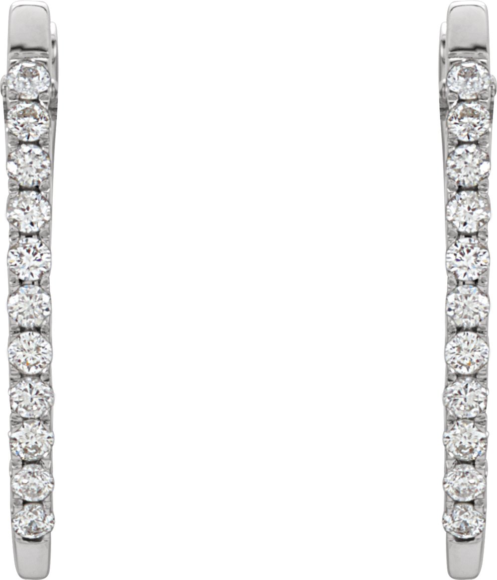 14K White 1/3 CTW Natural Diamond Hoop Earrings