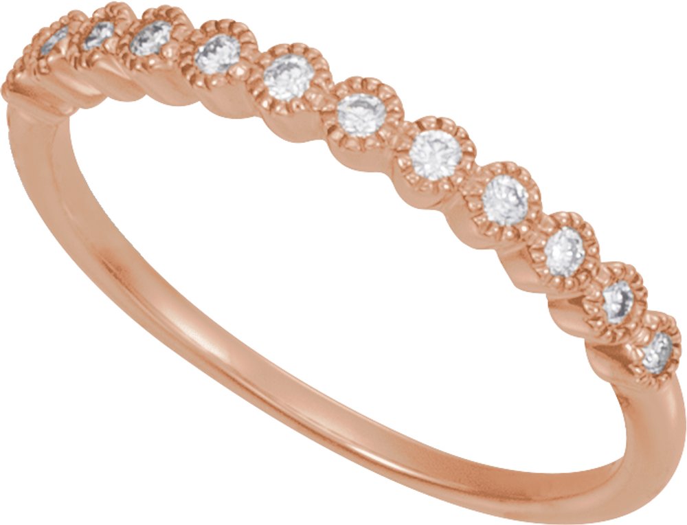 14K Rose Gold 1/6 CTW Natural Diamond Anniversary Band Size 7