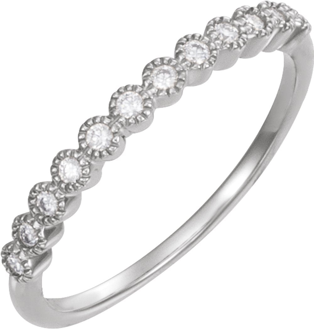 14K White Gold 1/6 CTW Natural Diamond Anniversary Band Size 4.5
