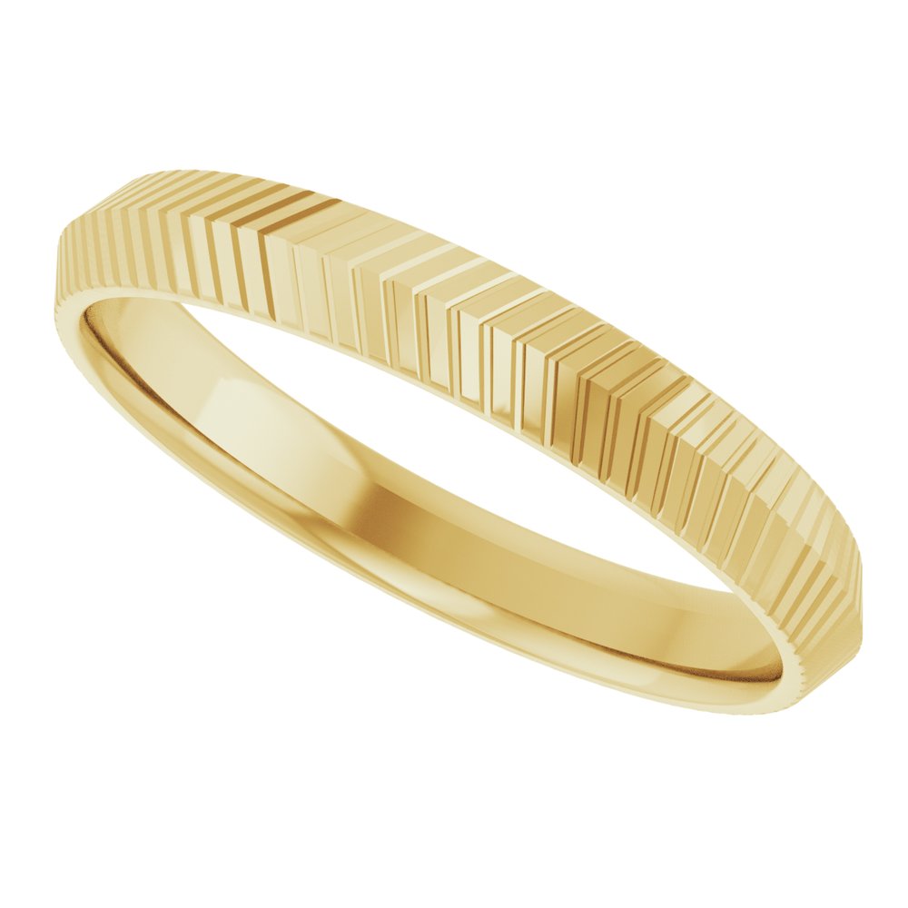 14K Yellow Gold 3 mm Fluted Knife Band Size 4.5