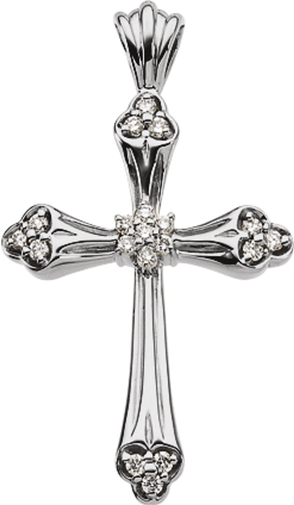14K White Gold 1/4 CTW Natural Diamond Cross Pendant