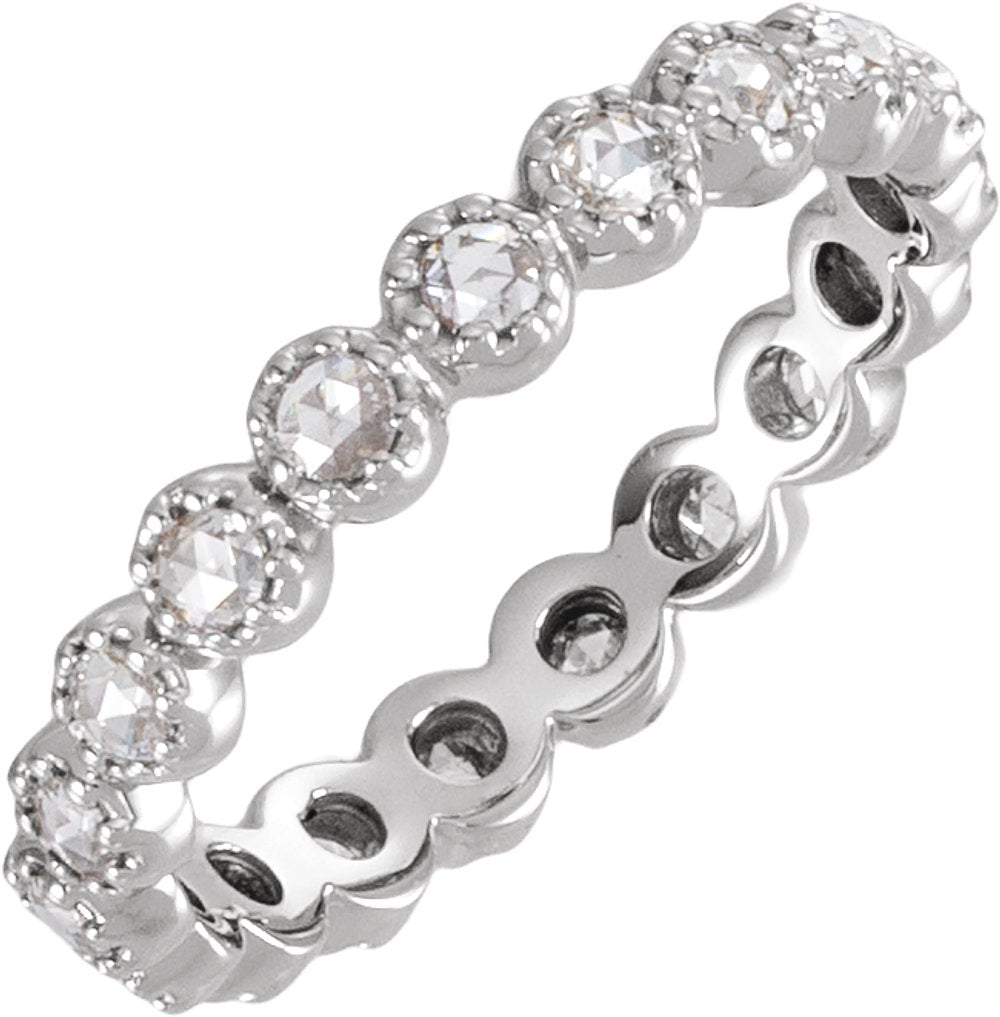 14K White Gold 1/2 CTW Natural Diamond Rose-Cut Eternity Band Size 6