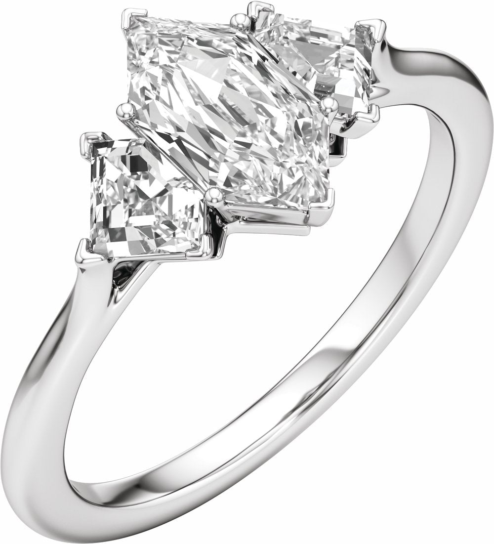 14K White Gold 1 3/4 CTW Lab-Grown Diamond Three-Stone Engagement Ring