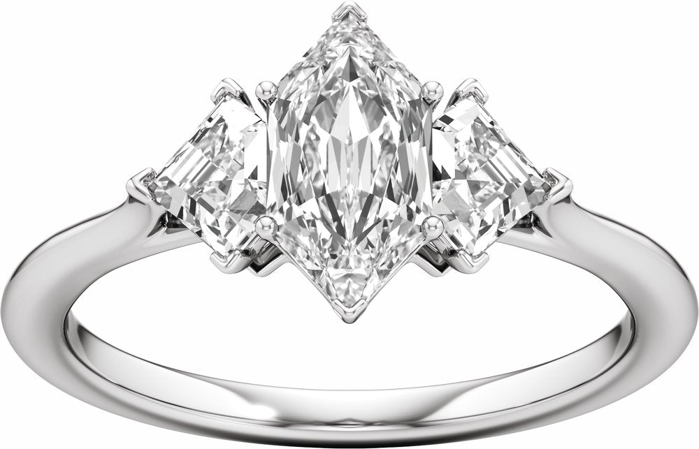 14K White Gold 1 3/4 CTW Lab-Grown Diamond Three-Stone Engagement Ring