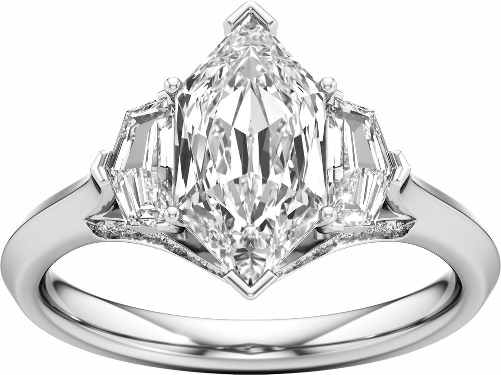 14K White Gold 2 5/8 CTW Lab-Grown Diamond Three-Stone Engagement Ring