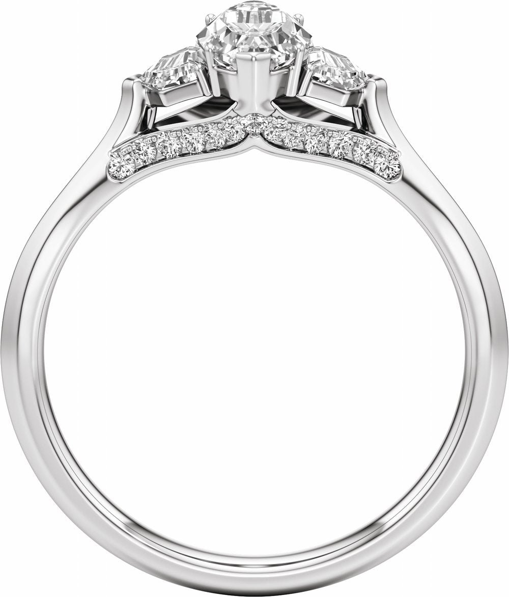 14K White Gold 1 1/2 CTW Lab-Grown Diamond Three-Stone Engagement Ring