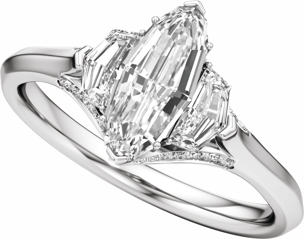 14K White Gold 1 1/2 CTW Lab-Grown Diamond Three-Stone Engagement Ring