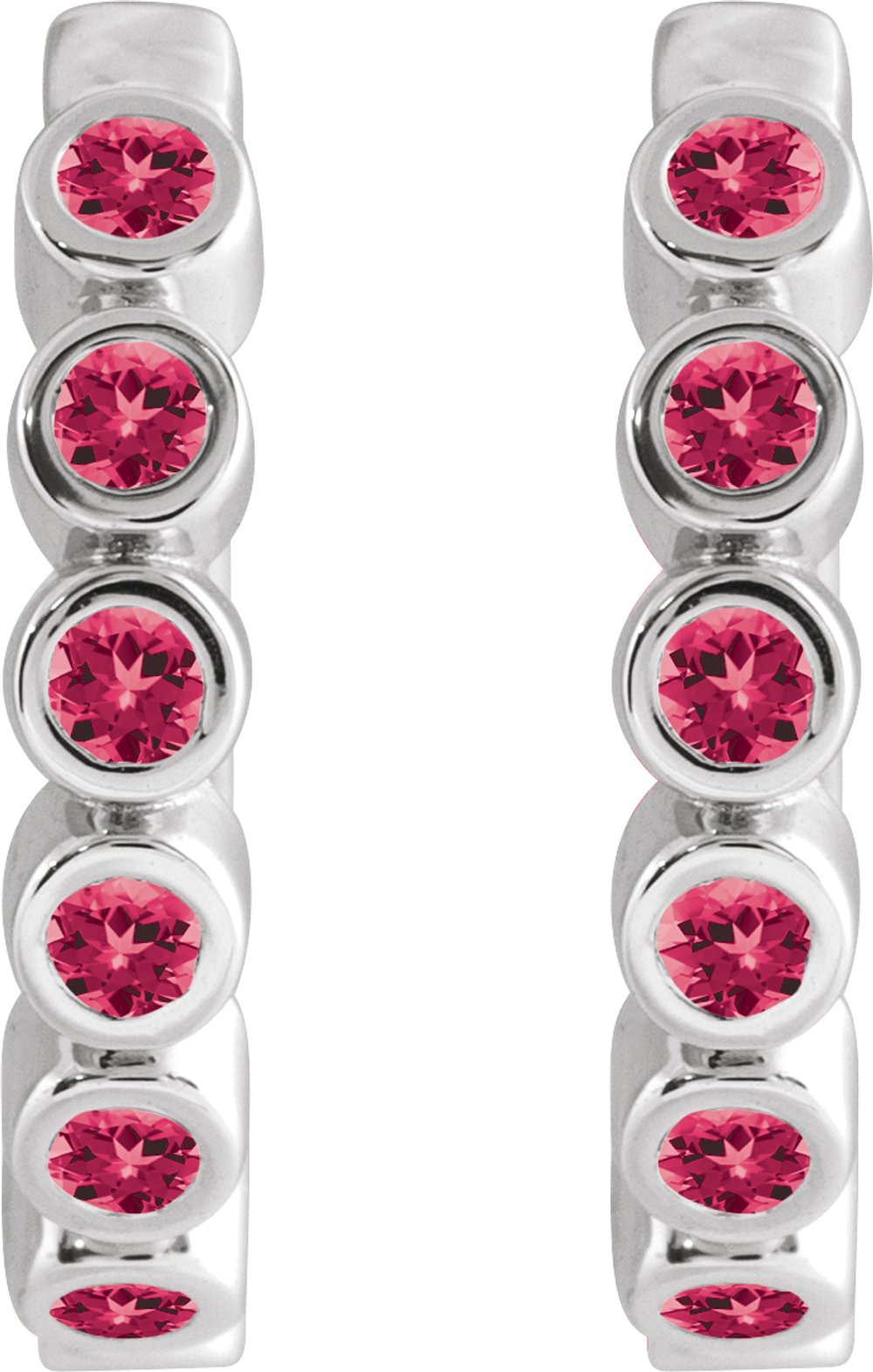 Sterling Silver Lab-Grown Ruby 15 mm Hinged Hoop Earrings