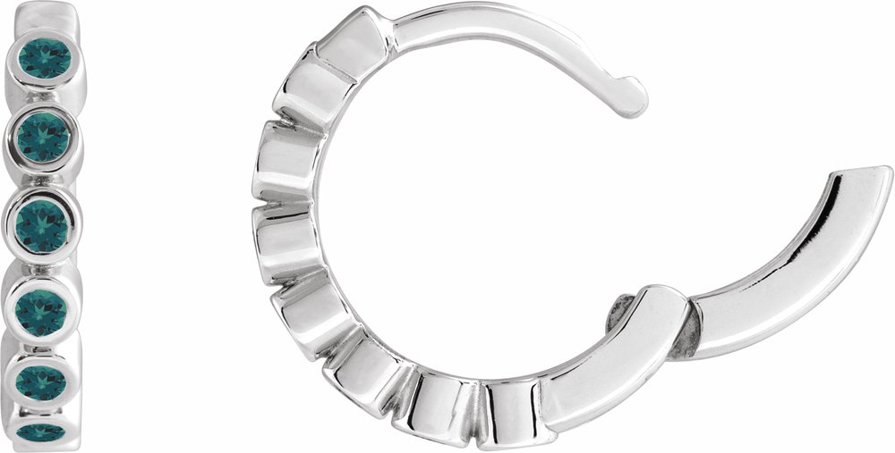 Sterling Silver Lab-Grown Alexandrite 15 mm Hinged Hoop Earrings