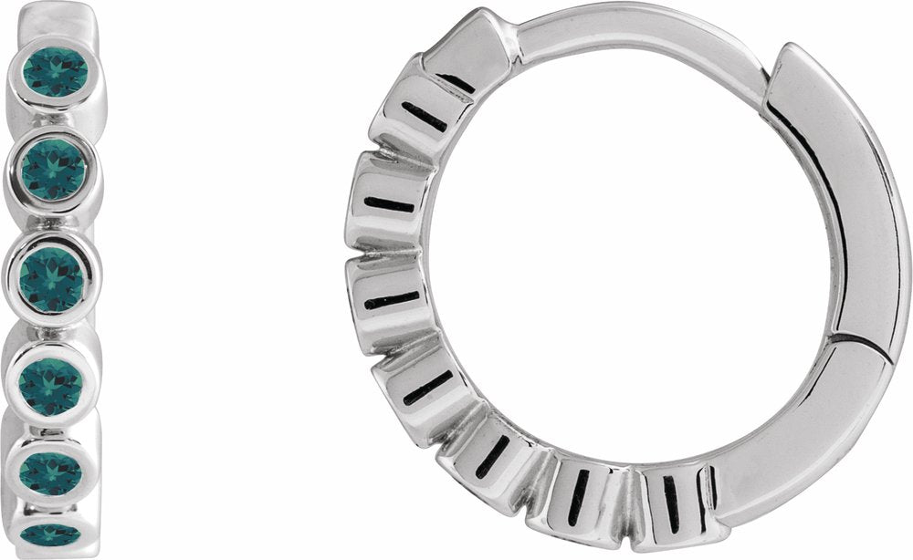 Sterling Silver Lab-Grown Alexandrite 15 mm Hinged Hoop Earrings