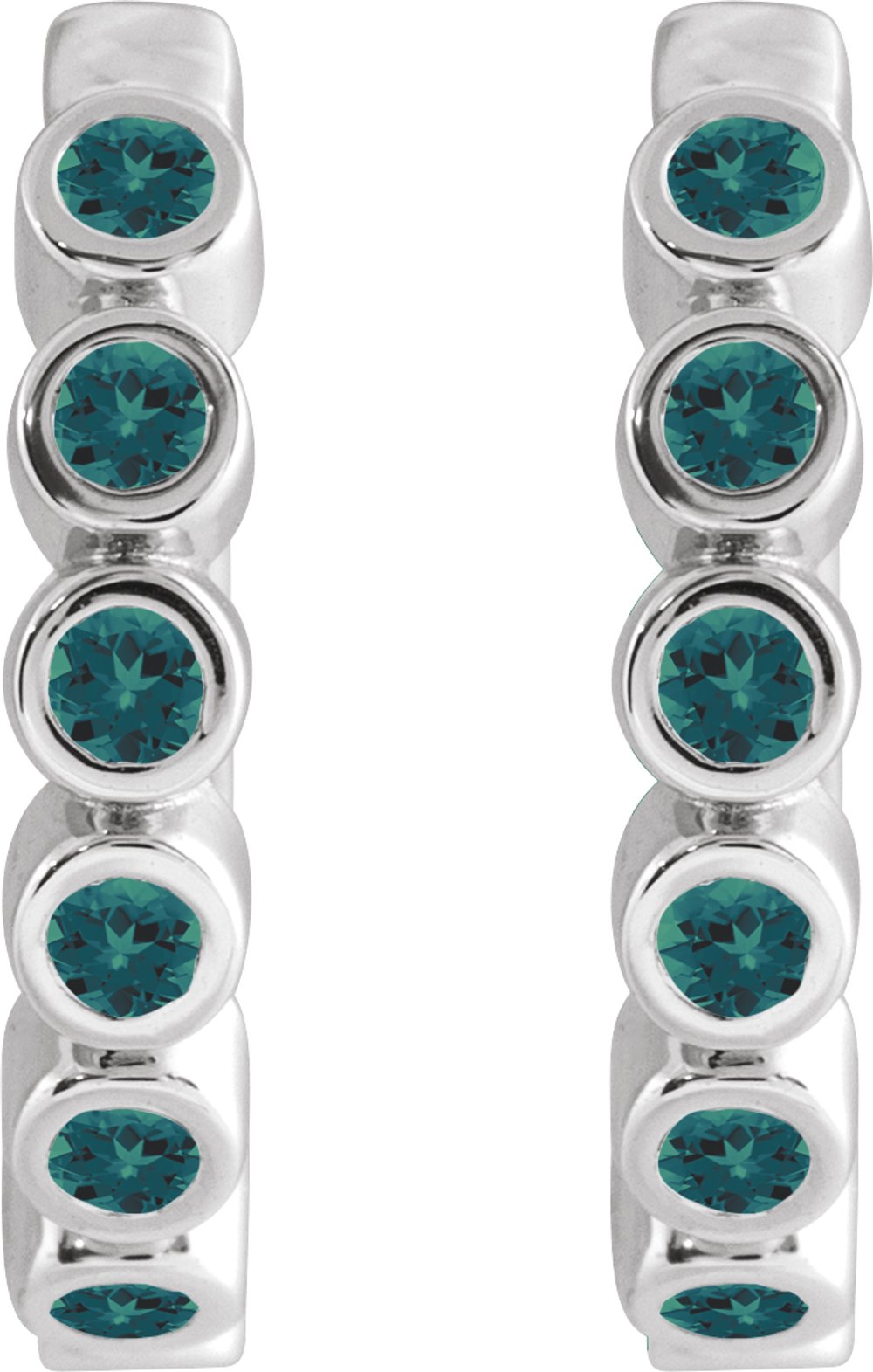 Sterling Silver Lab-Grown Alexandrite 15 mm Hinged Hoop Earrings