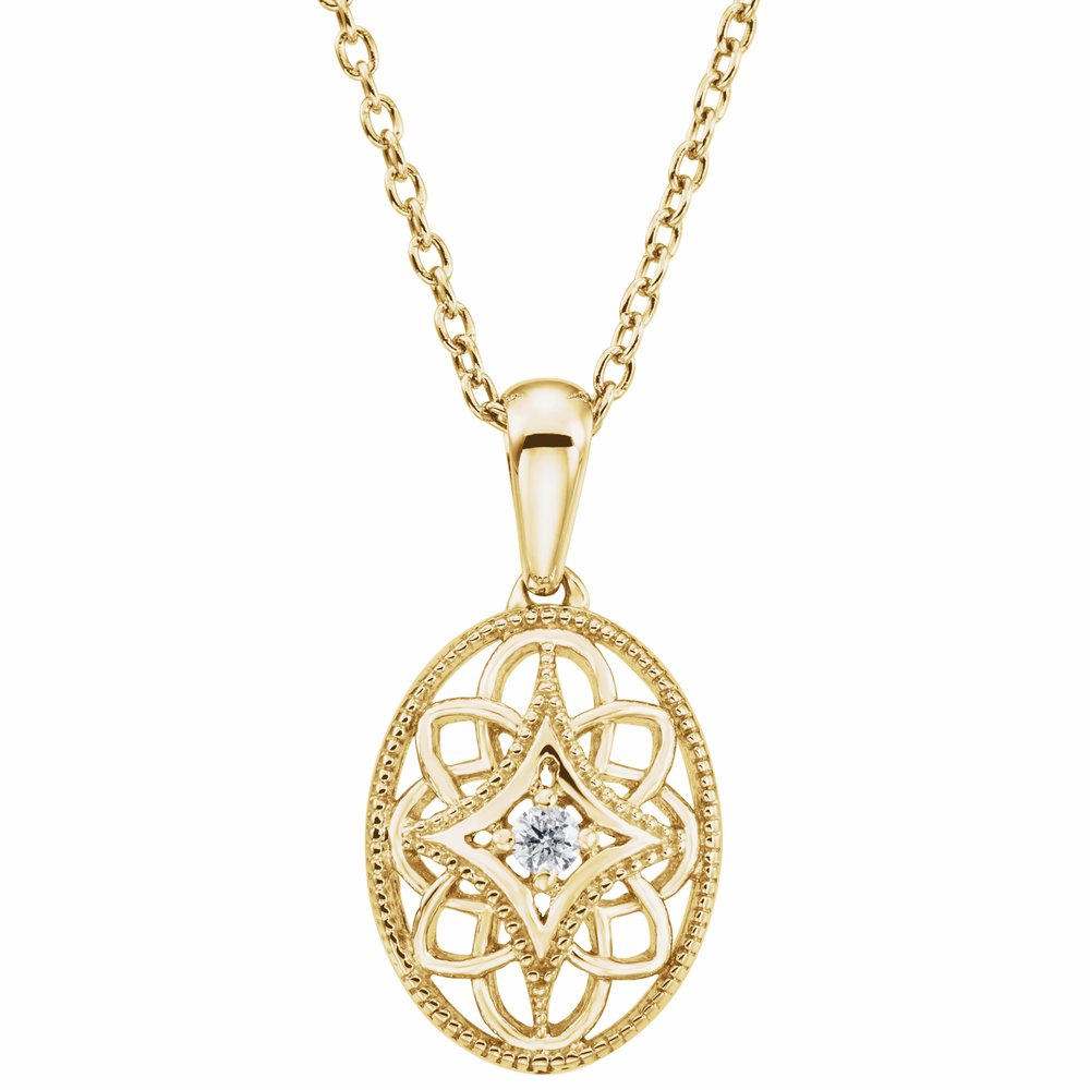 14K Yellow Gold Vermeil .03 CT Natural Diamond 18" Necklace