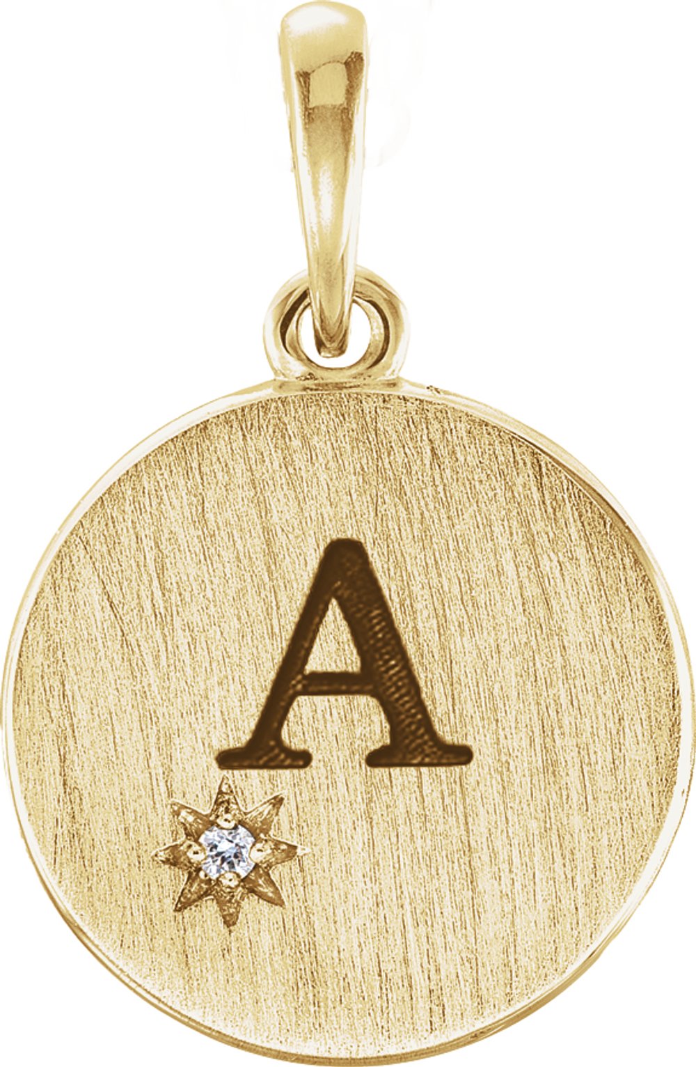 14K Yellow Gold .005 CT Natural Diamond Engravable Pendant