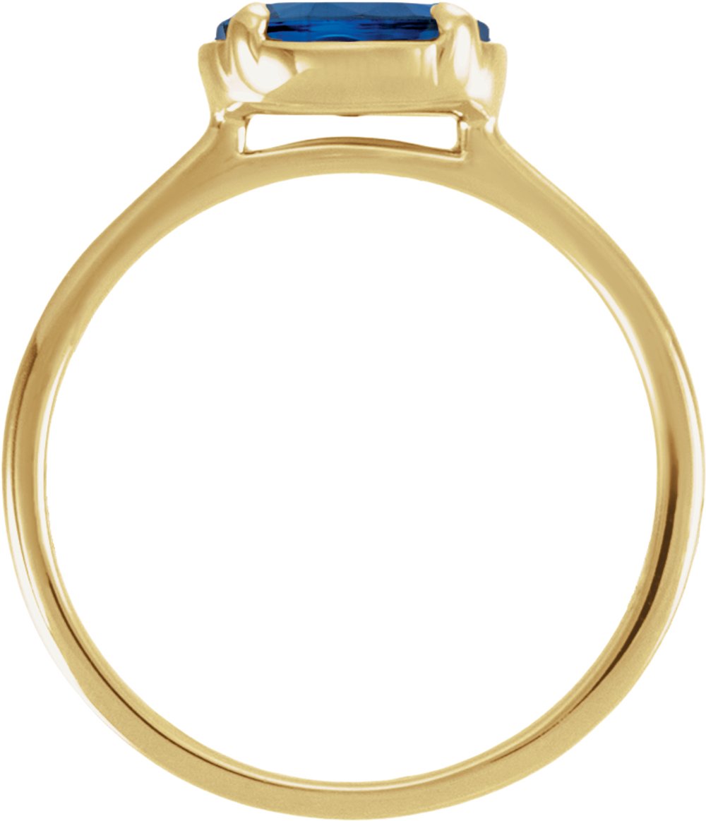 14K Yellow Gold Vermeil Lab-Grown Blue Sapphire Claw-Prong Bezel-Style Ring