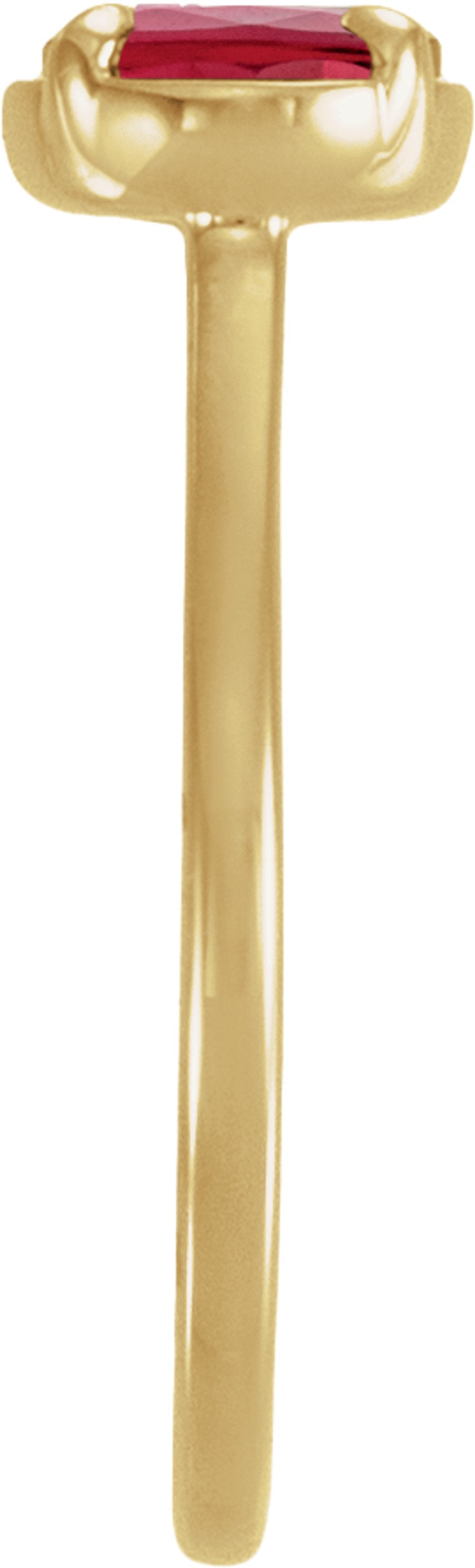 14K Yellow Gold Lab-Grown Ruby Claw-Prong Bezel-Style Ring