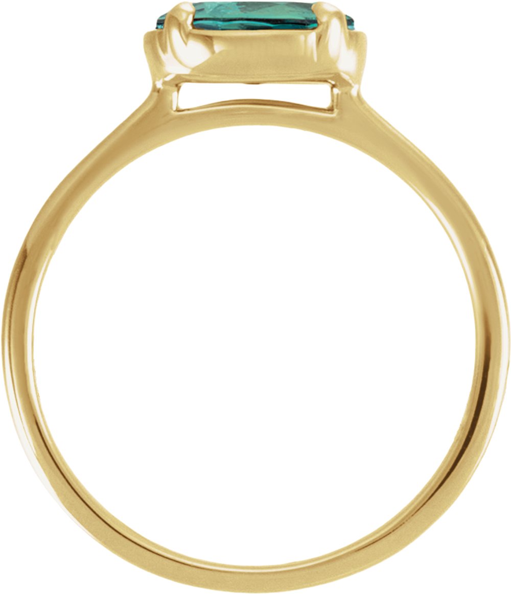 14K Yellow Gold Vermeil Lab-Grown Alexandrite Claw-Prong Bezel-Style Ring