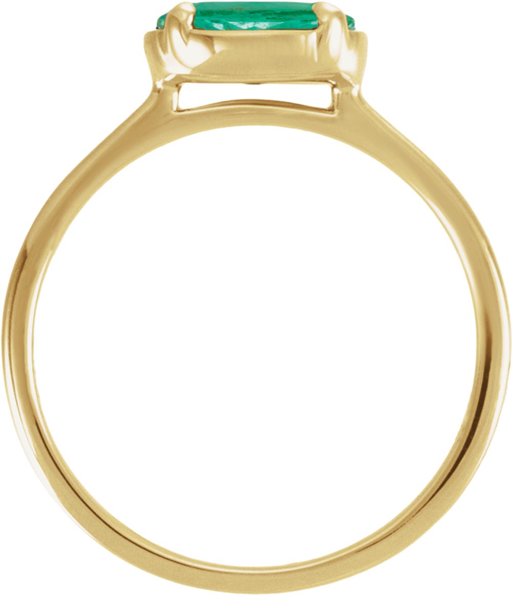 14K Yellow Gold Vermeil Lab-Grown Emerald Claw-Prong Bezel-Style Ring