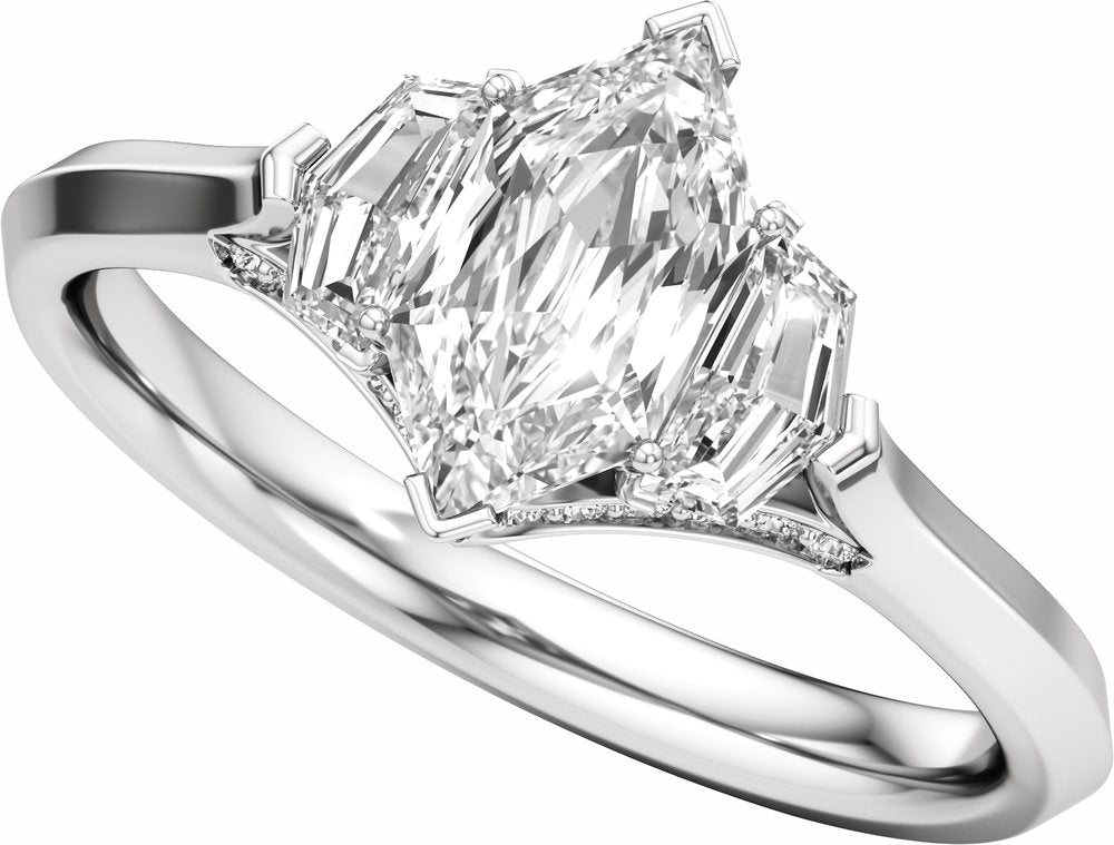14K White Gold 1 1/2 CTW Lab-Grown Diamond Three-Stone Engagement Ring