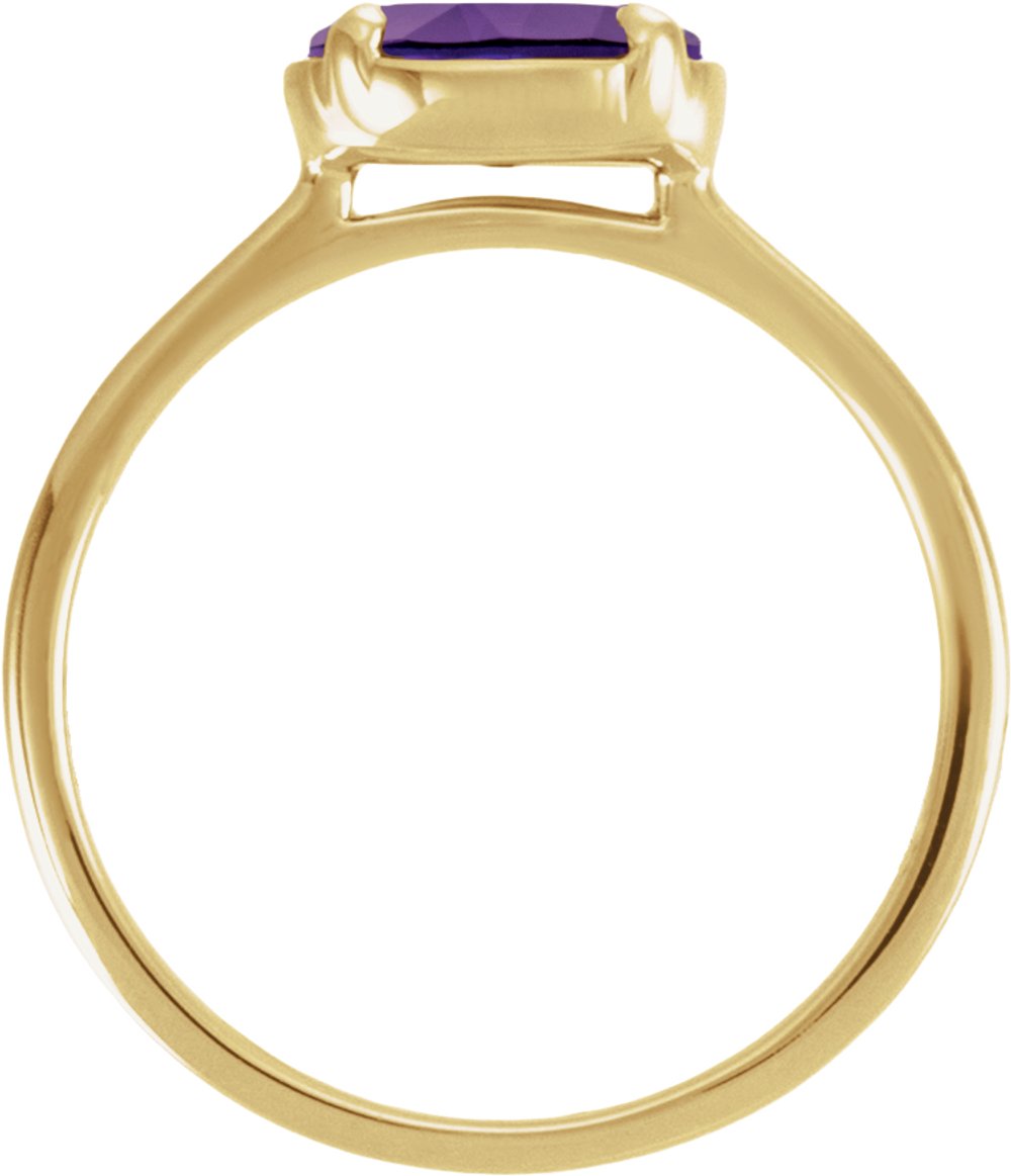 14K Yellow Gold Vermeil Lab-Grown Amethyst Claw-Prong Bezel-Style Ring