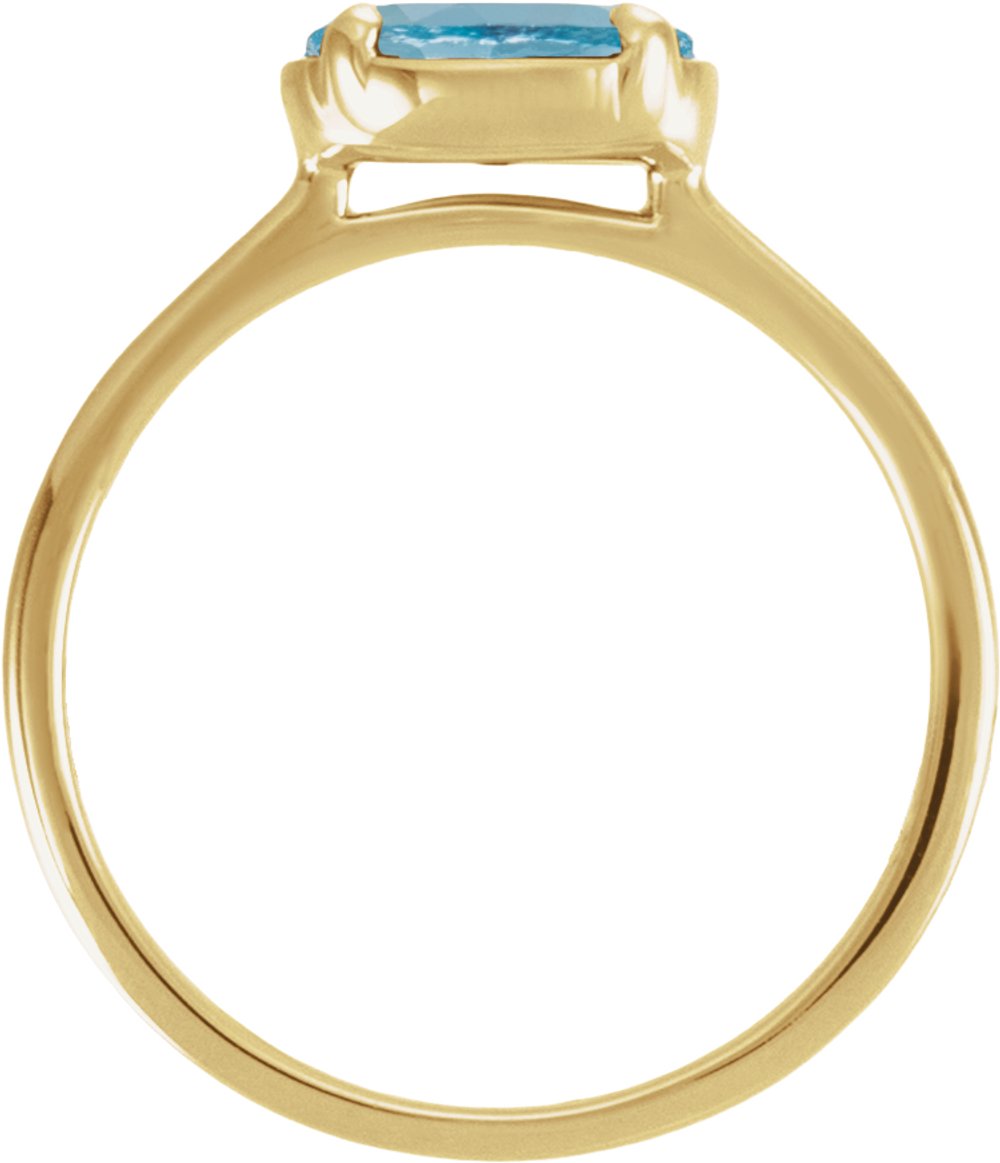 14K Yellow Gold Vermeil Natural Aquamarine Claw-Prong Bezel-Style Ring
