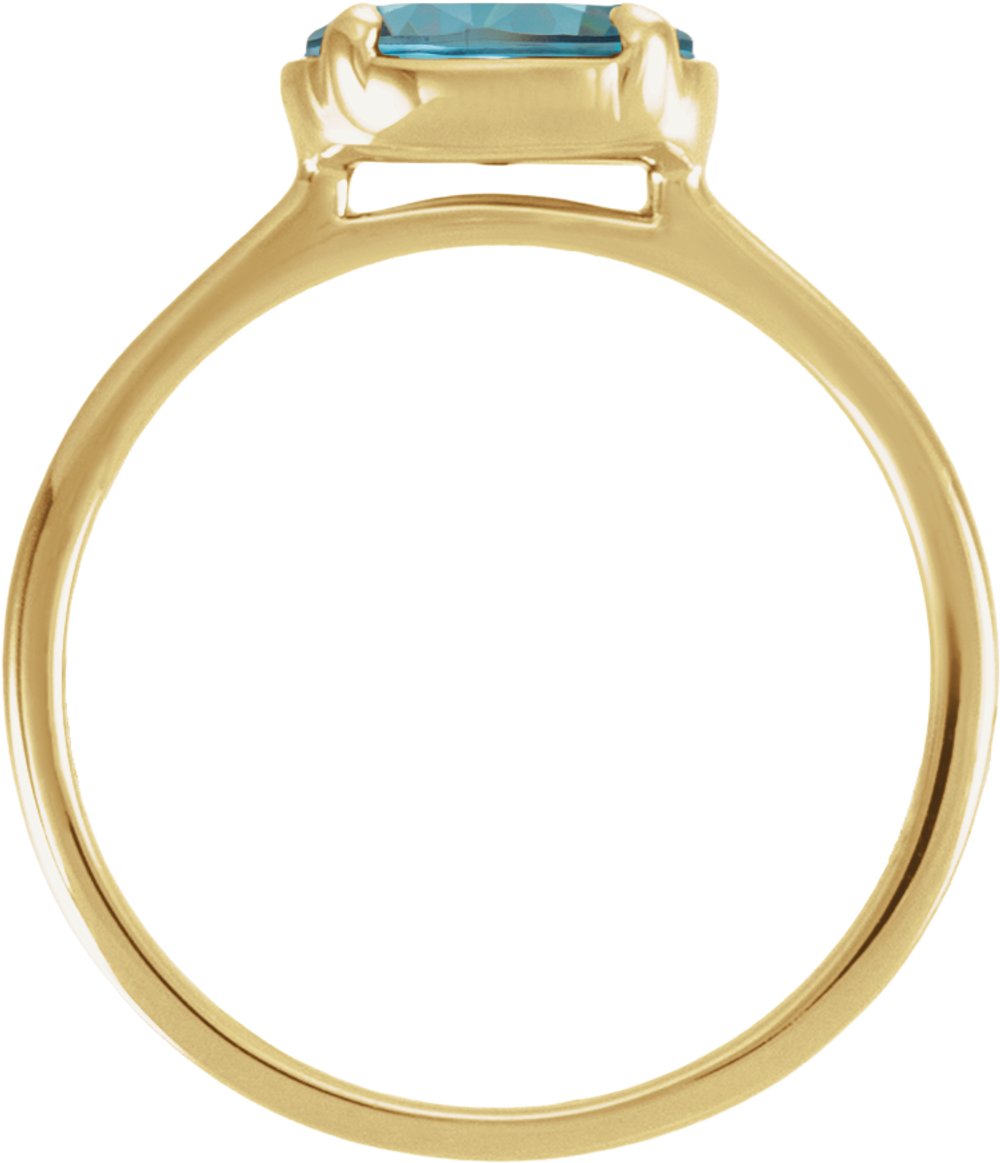 14K Yellow Gold Vermeil Natural Blue Zircon Claw-Prong Bezel-Style Ring
