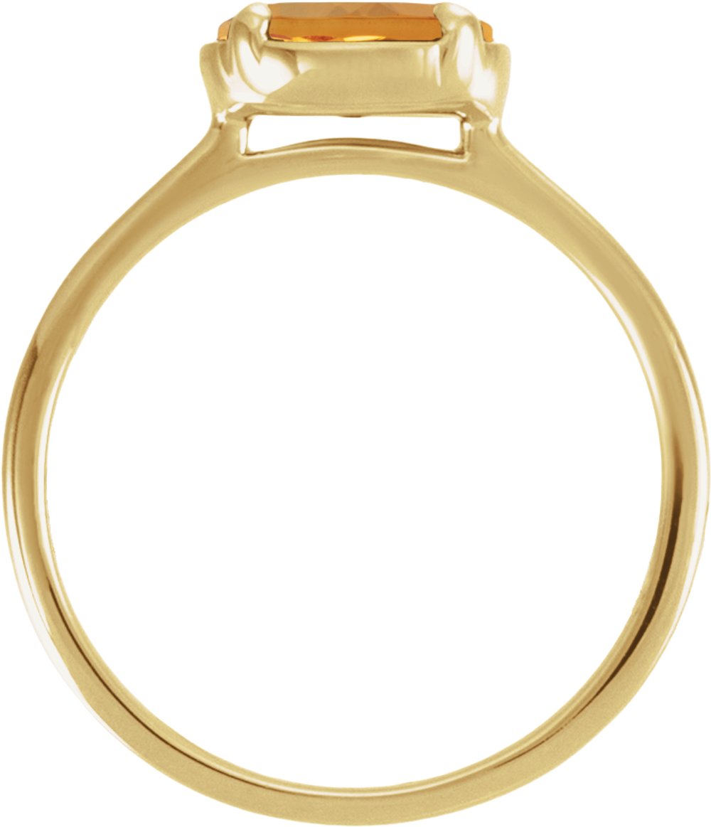 14K Yellow Gold Natural Citrine Claw-Prong Bezel-Style Ring