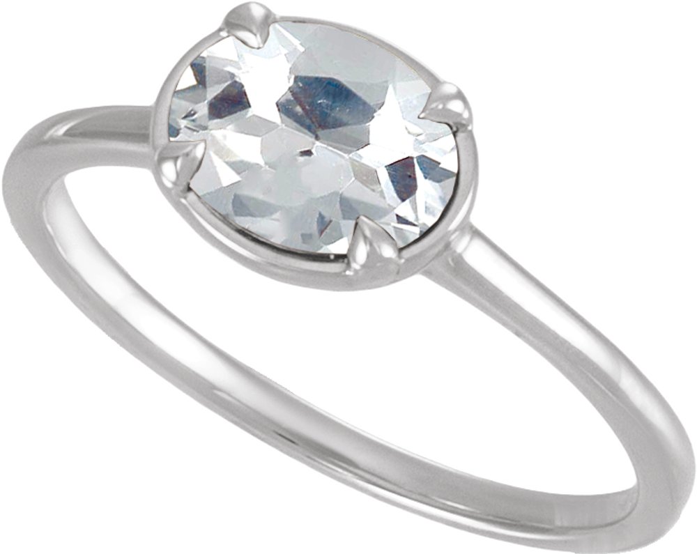 14K White Gold 1 1/4 CT Lab-Grown Diamond Claw-Prong Bezel-Style Ring